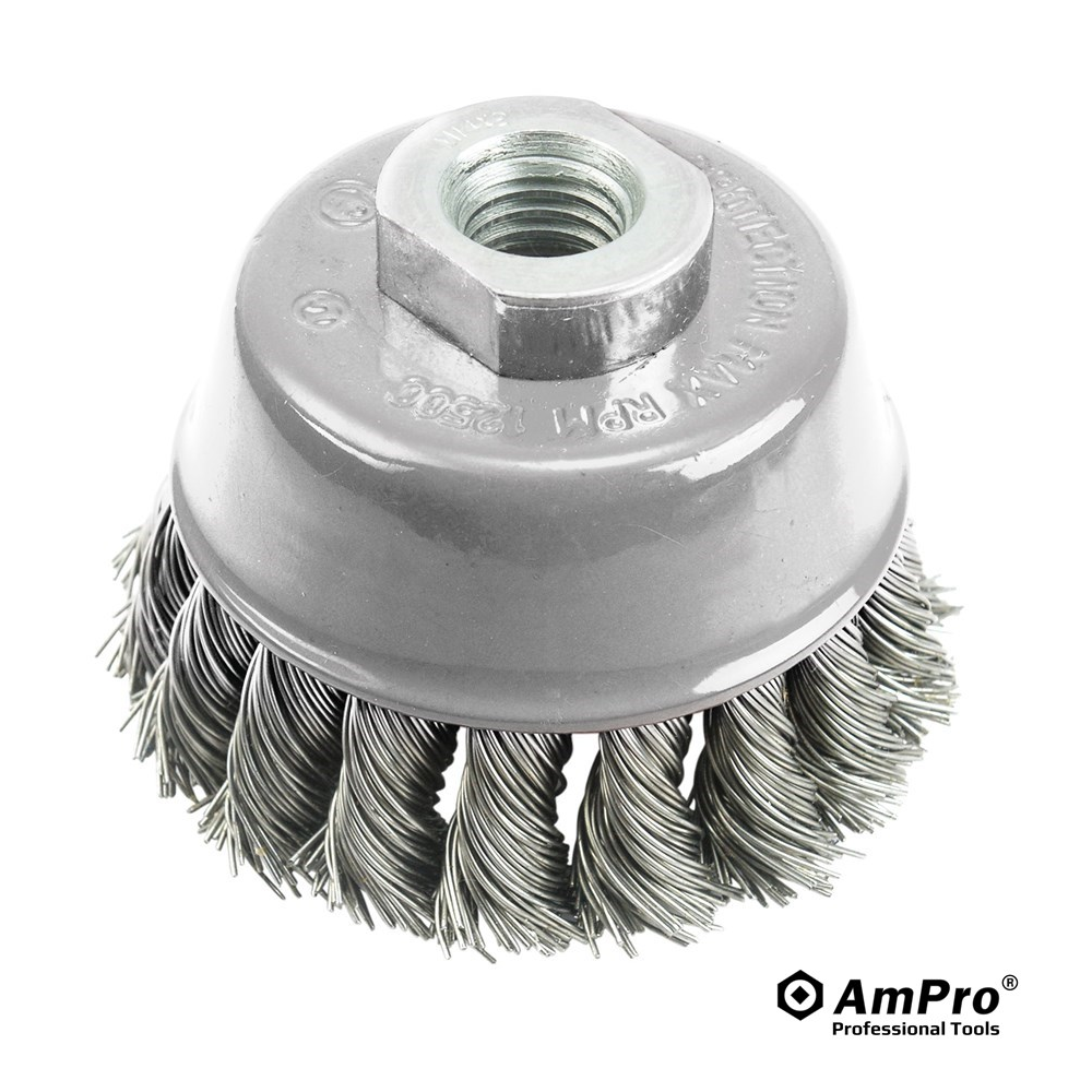 CEPILLO DE COPA DE ALAMBRE TRENZADO DE 100 MM