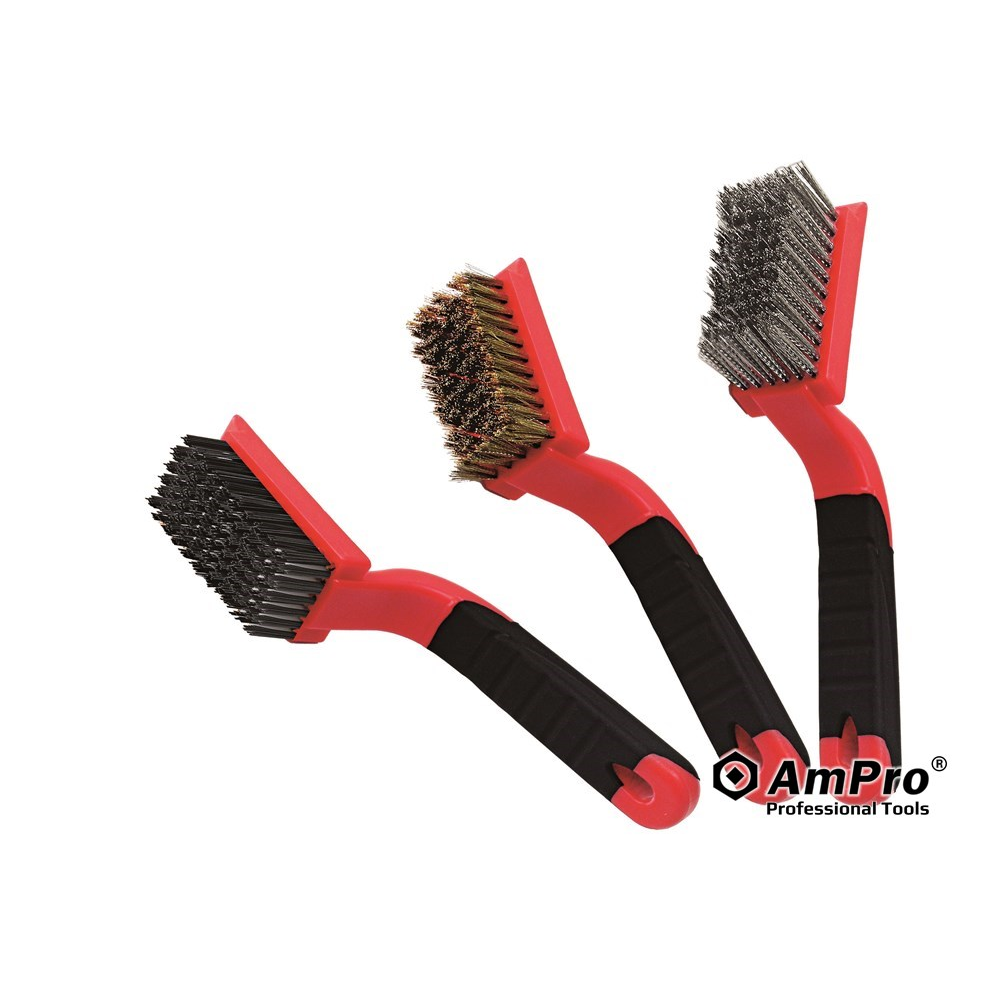 CEPILLO DE ALAMBRE - NYLON, LATON, ACERO - SET 3 UNIDADES
