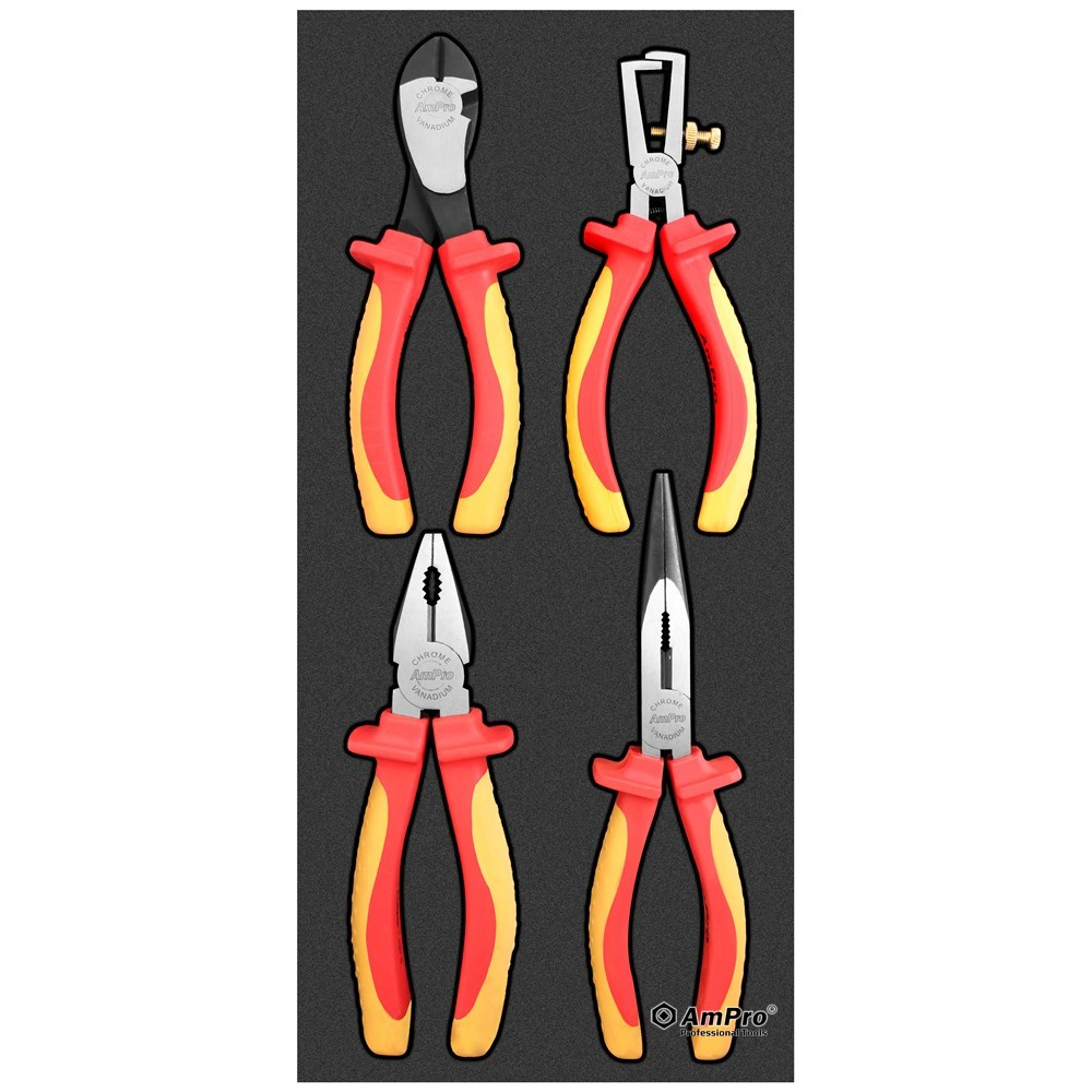 JUEGO DE 4 ALICATES AISLADOS PARA ELECTRICISTA