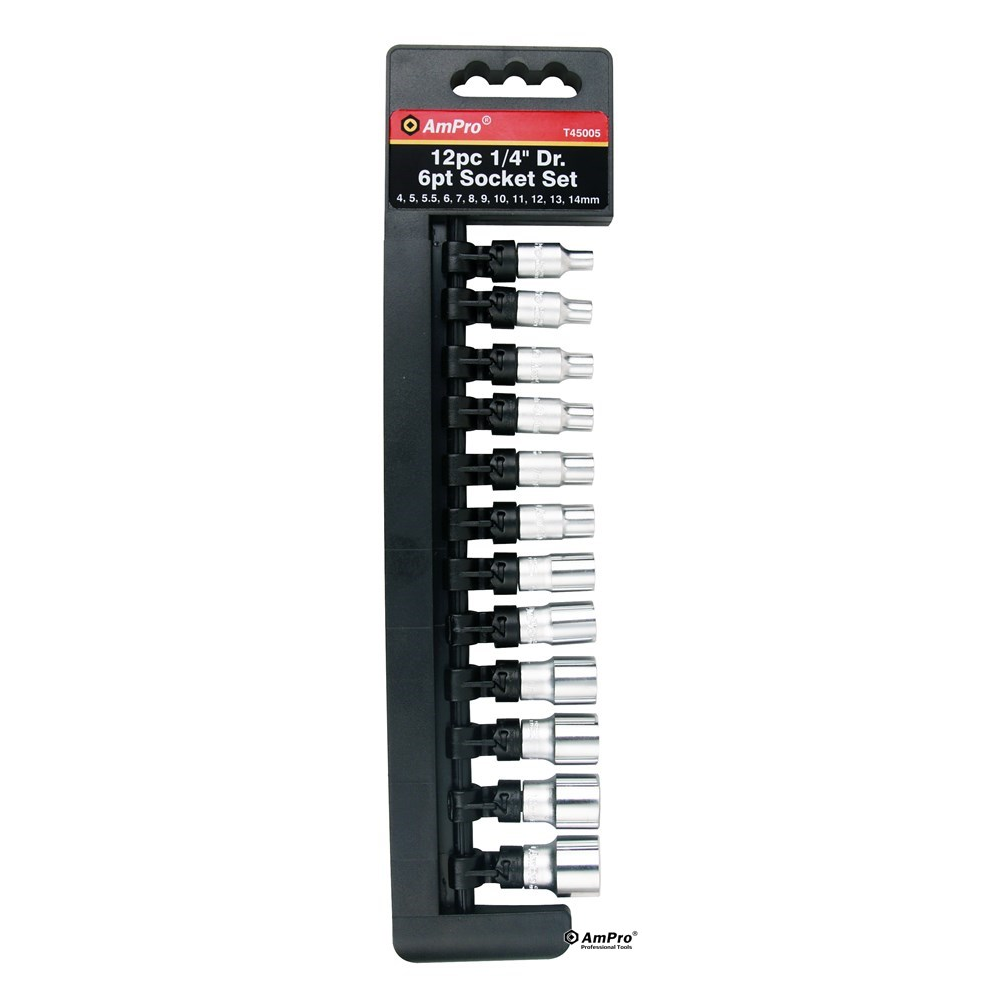 JUEGO DE 12 COPAS DE 6 PUNTAS DE 1/4"