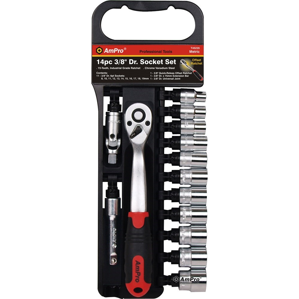 JUEGO DE COPAS METRICAS 3/8" CON RATCHET 14PCS | BLISTER