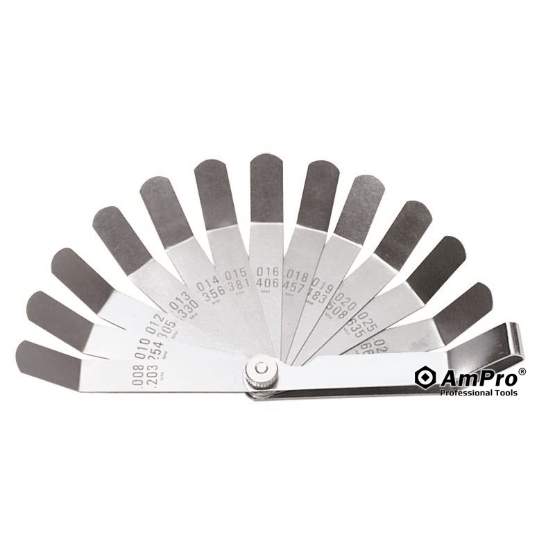CALIBRADOR DE ESPESORES PARA VALVULAS DE 45 GRADOS | 12 HOJAS 0.2-0.66MM