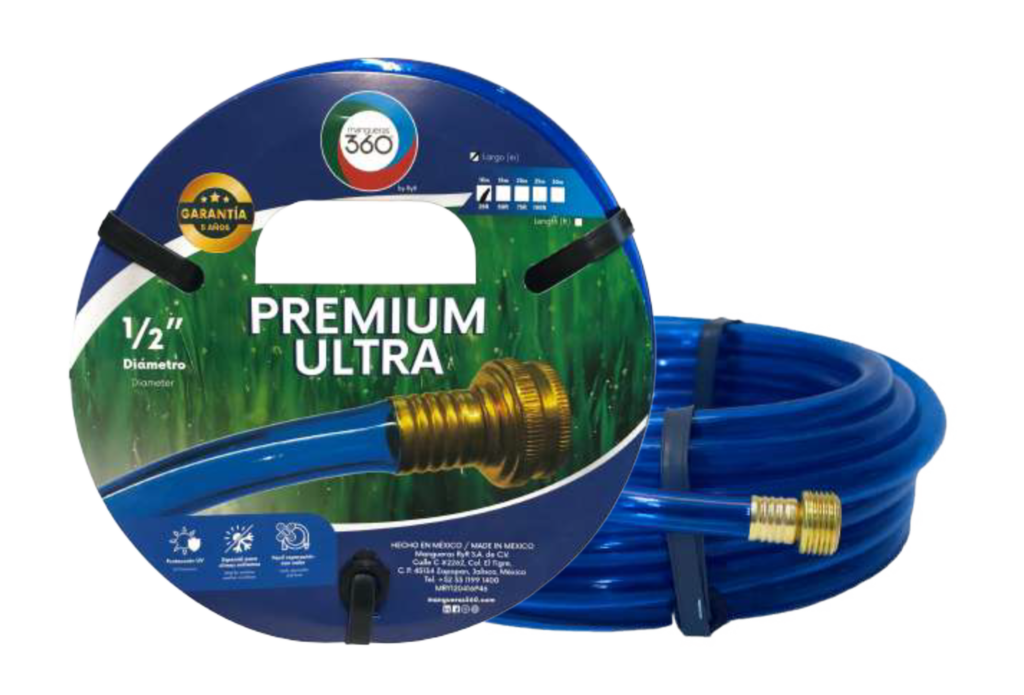 MANGUERA DE RIEGO SILICON DE 1/2" X 20 M. (66 FT.) ARMADA