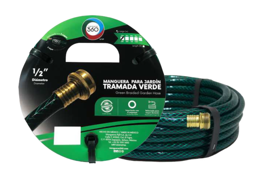 Manguera de riego 3 capas de 1/2" x 25 m (82 ft), armada
