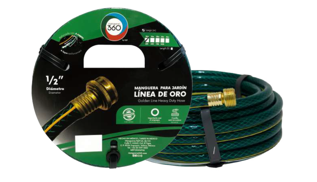 Manguera de riego 4 capas de 1/2" x 25 m (82 ft), armada